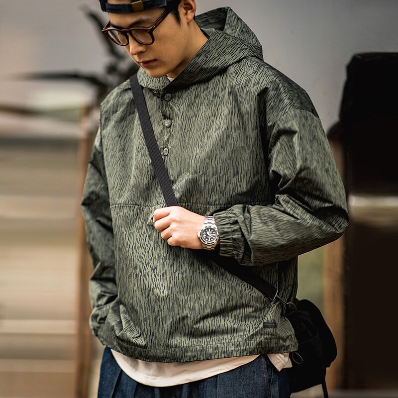 Ashore Shop Mens Outdoor Rain Coat Raindrop Camouflage Fisherman Hooded Jackets for Men Spring Camping Jacket Tactical Military Outerwears