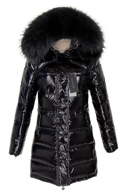 Women Real White Duck Down Lining Coat natural Raccoon Fur Collar