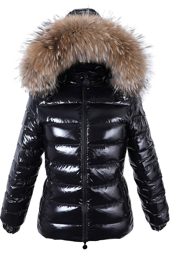 Women Real White Duck Down Lining Coat natural Raccoon Fur Collar