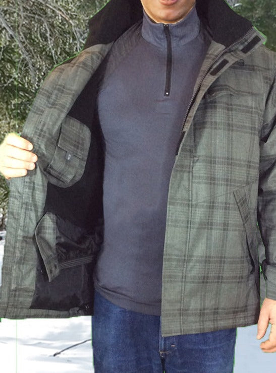 Mens Fall Winter Mid Weight Yarn Dye Plaid Outdoor Jackets