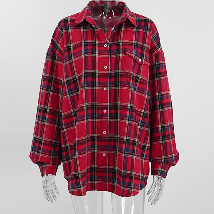 shore Shop Bright Gingham Oversized Shirts For Women