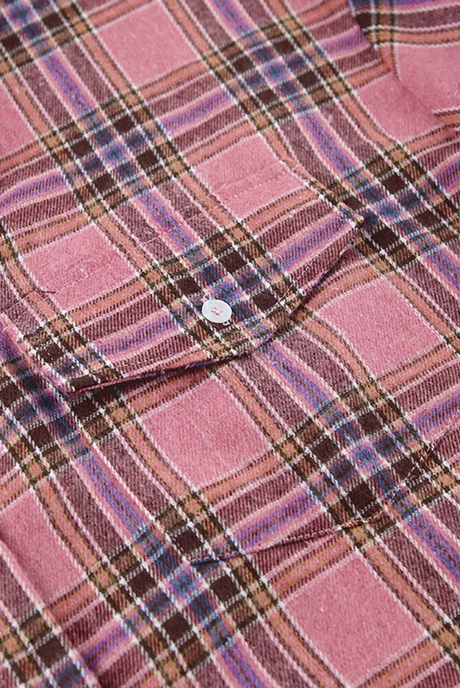Ashore Shop Loose Pink Plaid Shirts And Tops