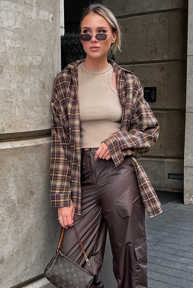 ASHORE SHOP Vintage Plaid Shirts Women