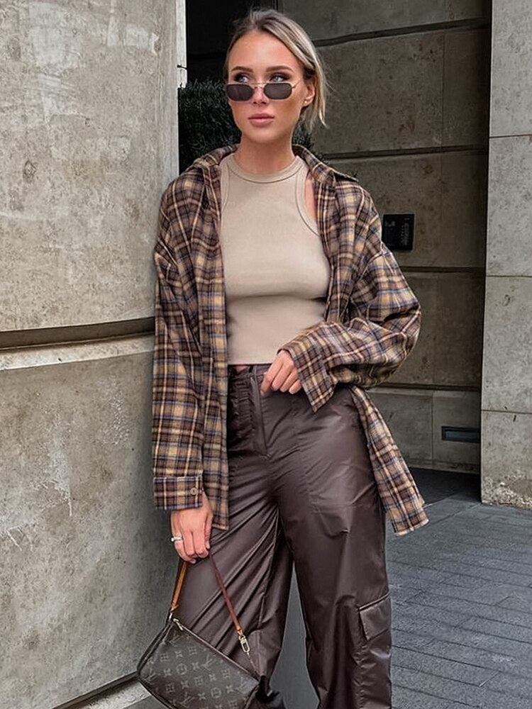 ASHORE SHOP Vintage Plaid Shirts Women