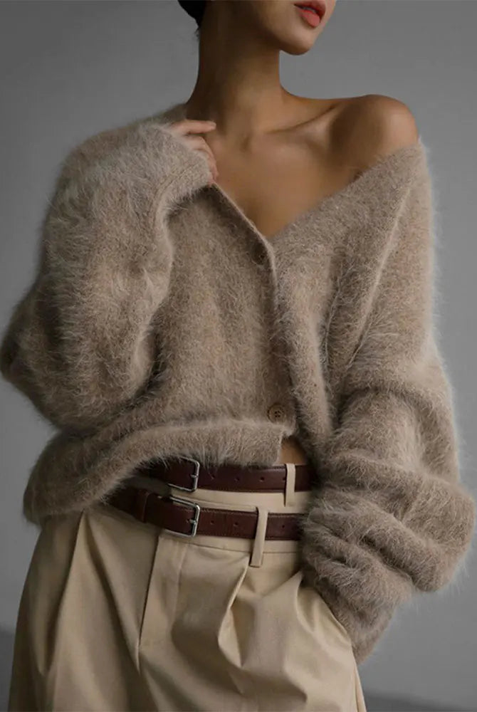 Mohair-Wool-V-neck-Cardigan-For-Women-Fashion-Knitted-Single-Breasted-Short-Sweater-Fall-Winter-3