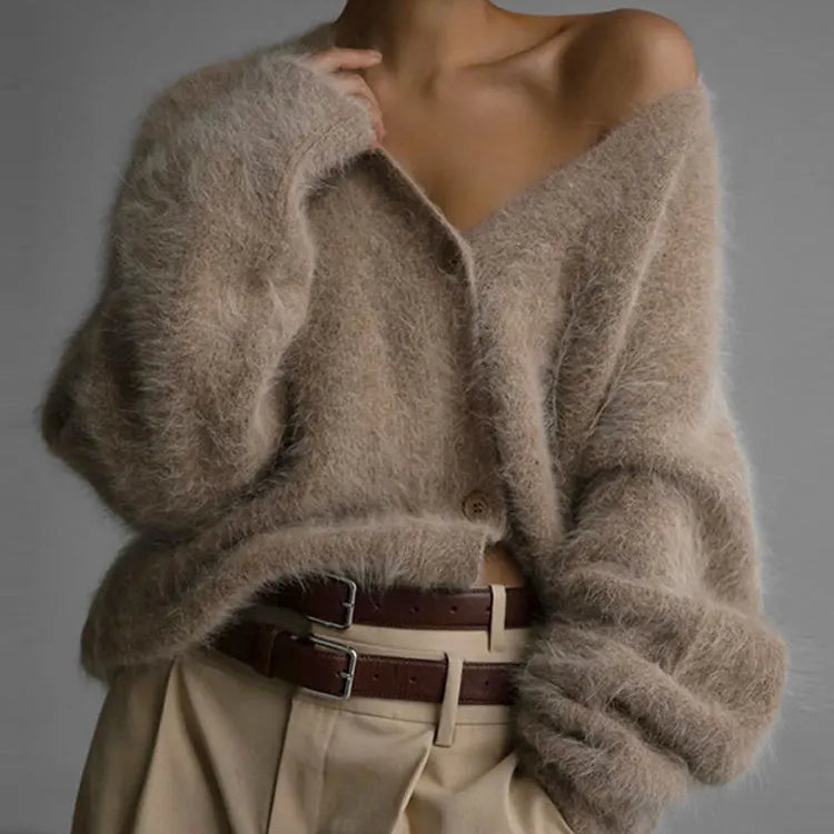 Mohair-Wool-V-neck-Cardigan-For-Women-Fashion-Knitted-Single-Breasted-Short-Sweater-Fall-Winter-3