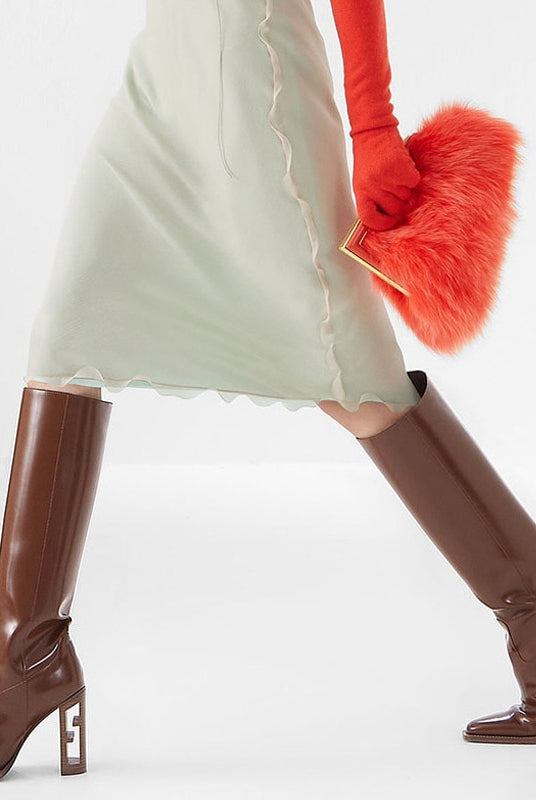 New Long Boots High Quality Leather Knee-high Boots Hollow High Heels