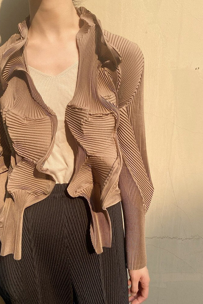 Ashore Shop Women Blouse Innovative Ripple Stretch Shirt Cardigan