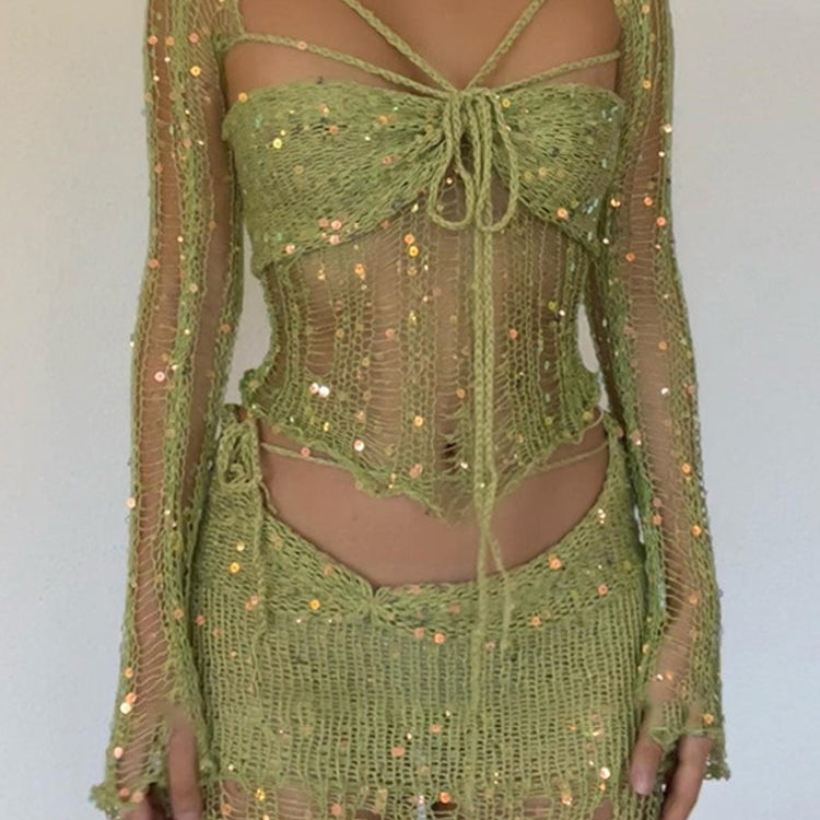 Ashore Shop Sequins Knitted Summer Women Beach Outfits