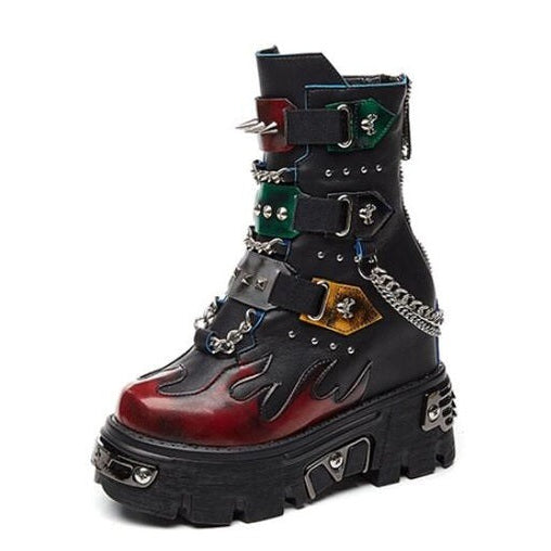 Women Rivet Metal Chain Buckle Belt Short Equestrian Luxury Genuine Leather Boots