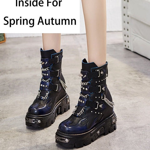 Women Rivet Metal Chain Buckle Belt Short Equestrian Luxury Genuine Leather Boots