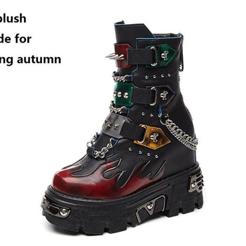 Women Rivet Metal Chain Buckle Belt Short Equestrian Luxury Genuine Leather Boots