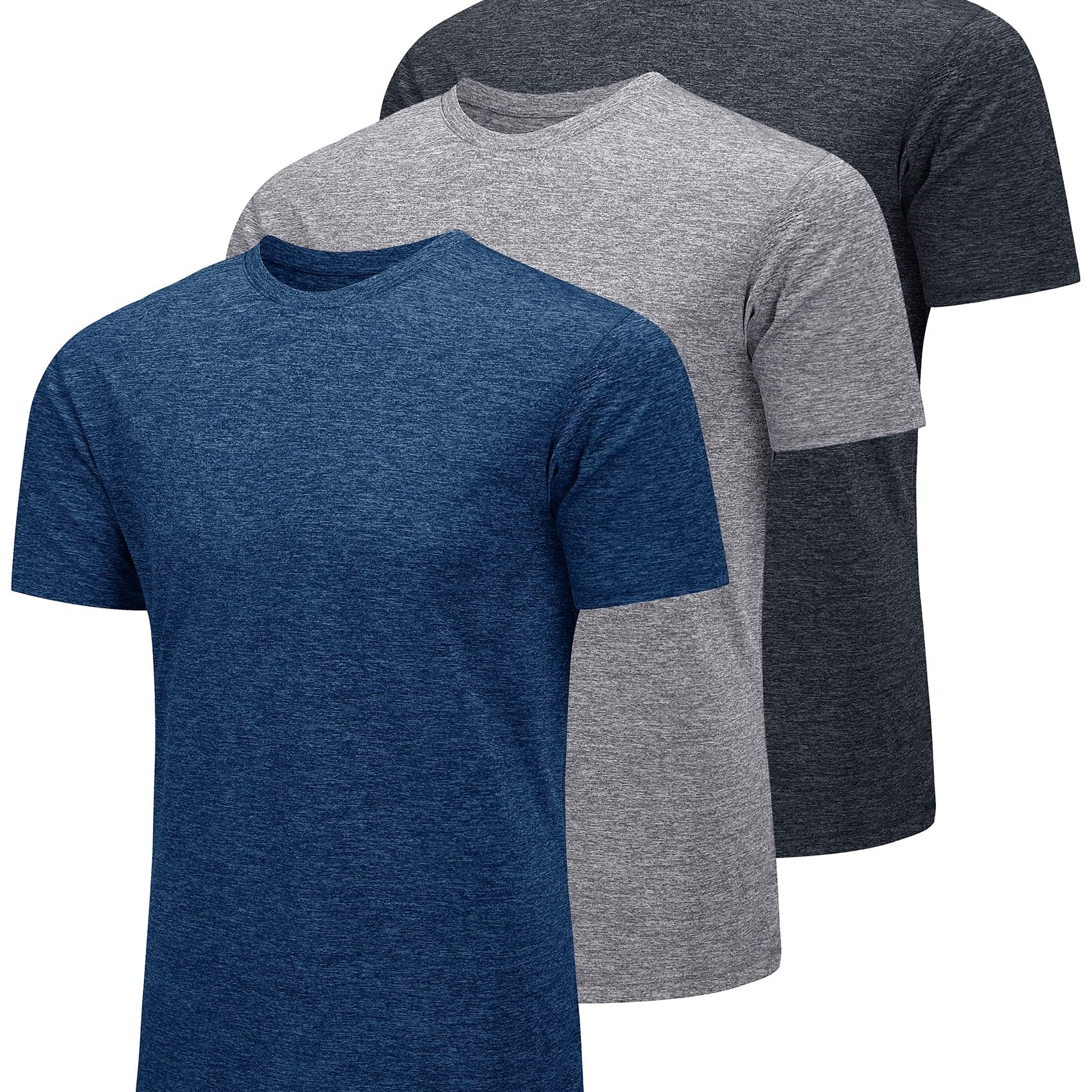 Ashore Shop Mens Summer Recreation Tee Moisture Wicking Quick Dry Casual Tees Gym Tops 3pc/Pack
