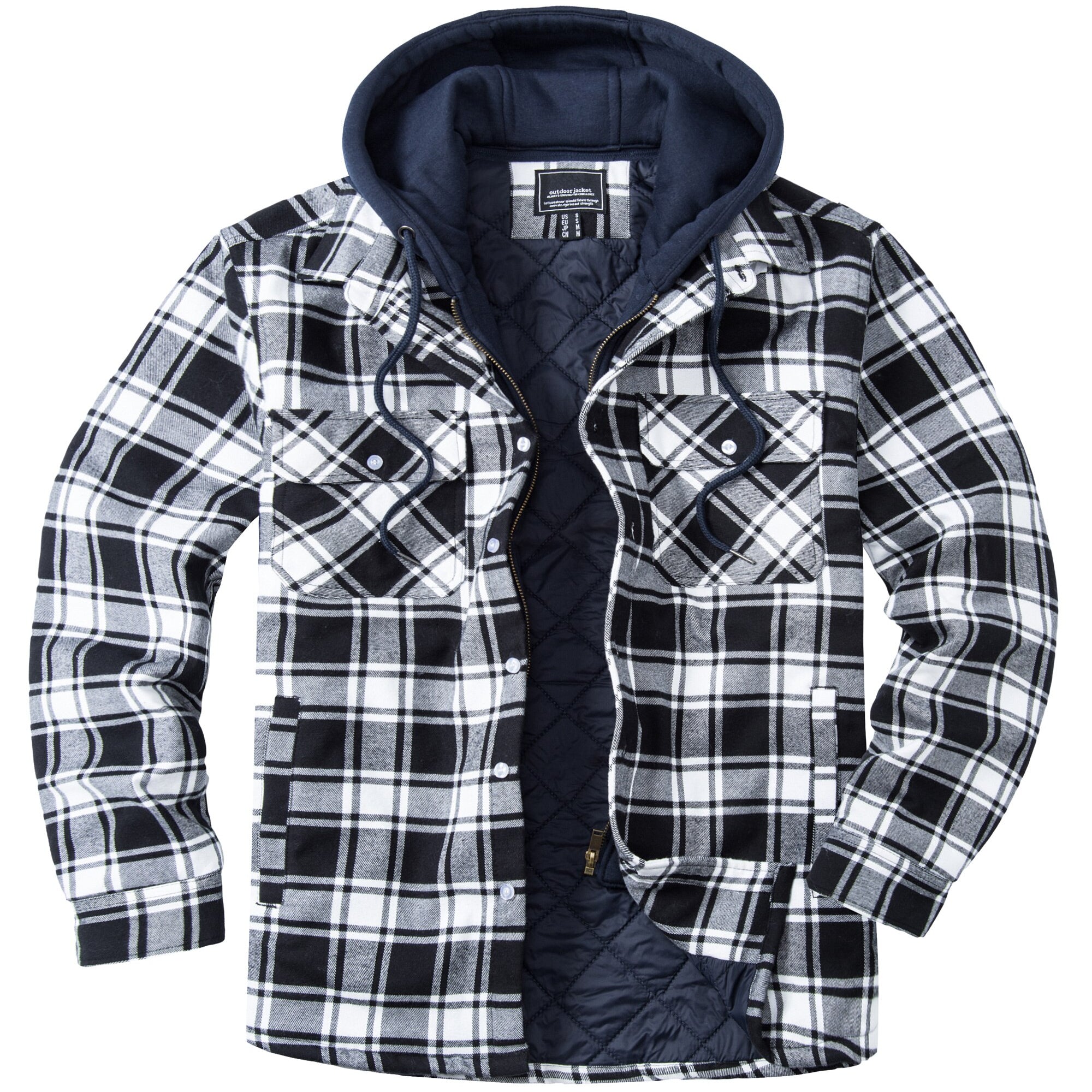 Removable Hood Plaid Jackets Flannel Shirts For Men and Women Unisex