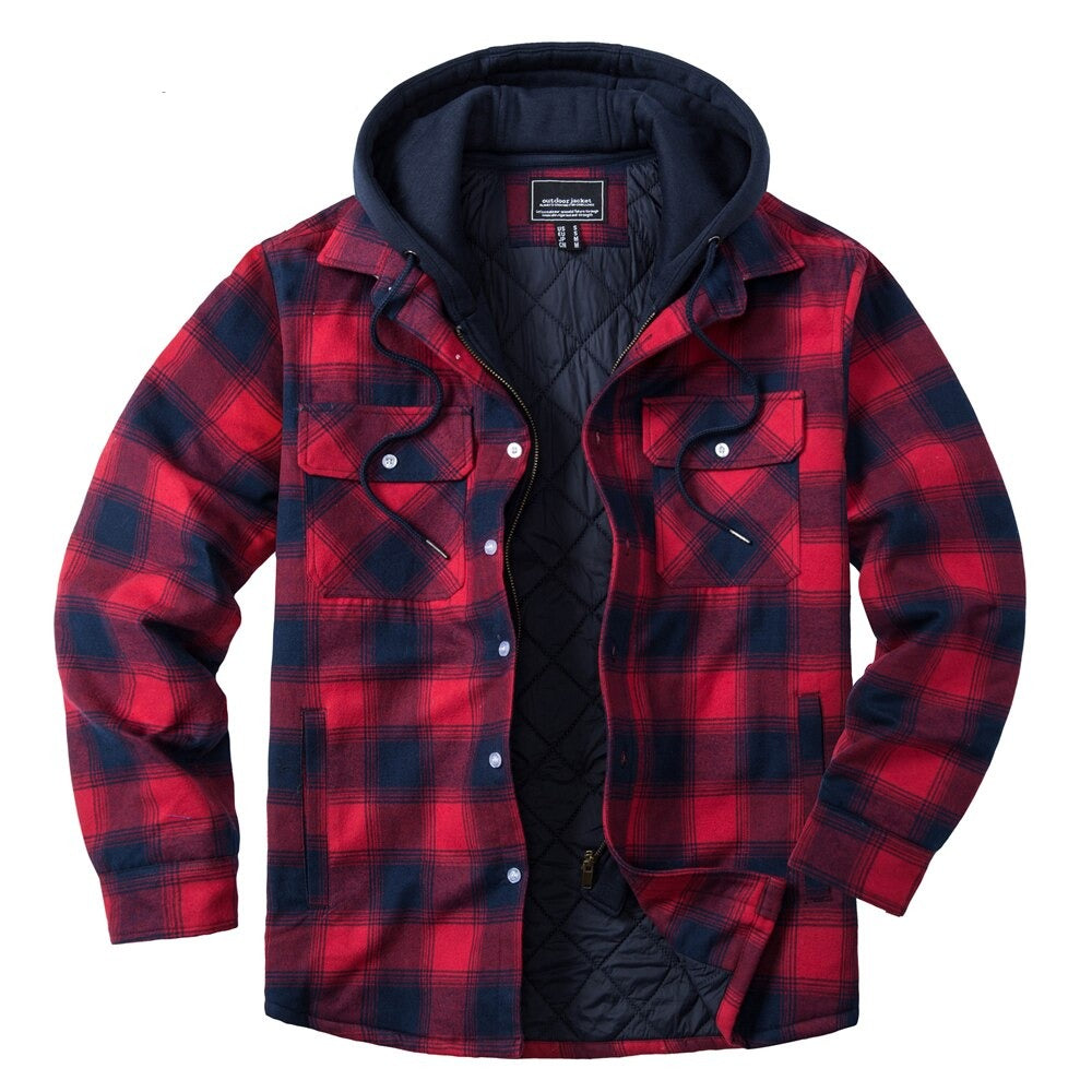 Removable Hood Plaid Jackets Flannel Shirts For Men and Women Unisex