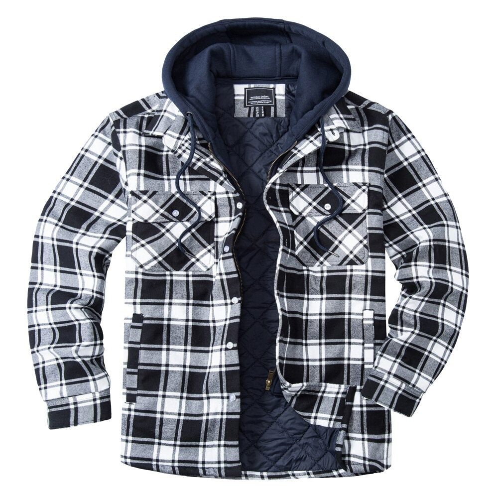 Removable Hood Plaid Jackets Flannel Shirts For Men and Women Unisex