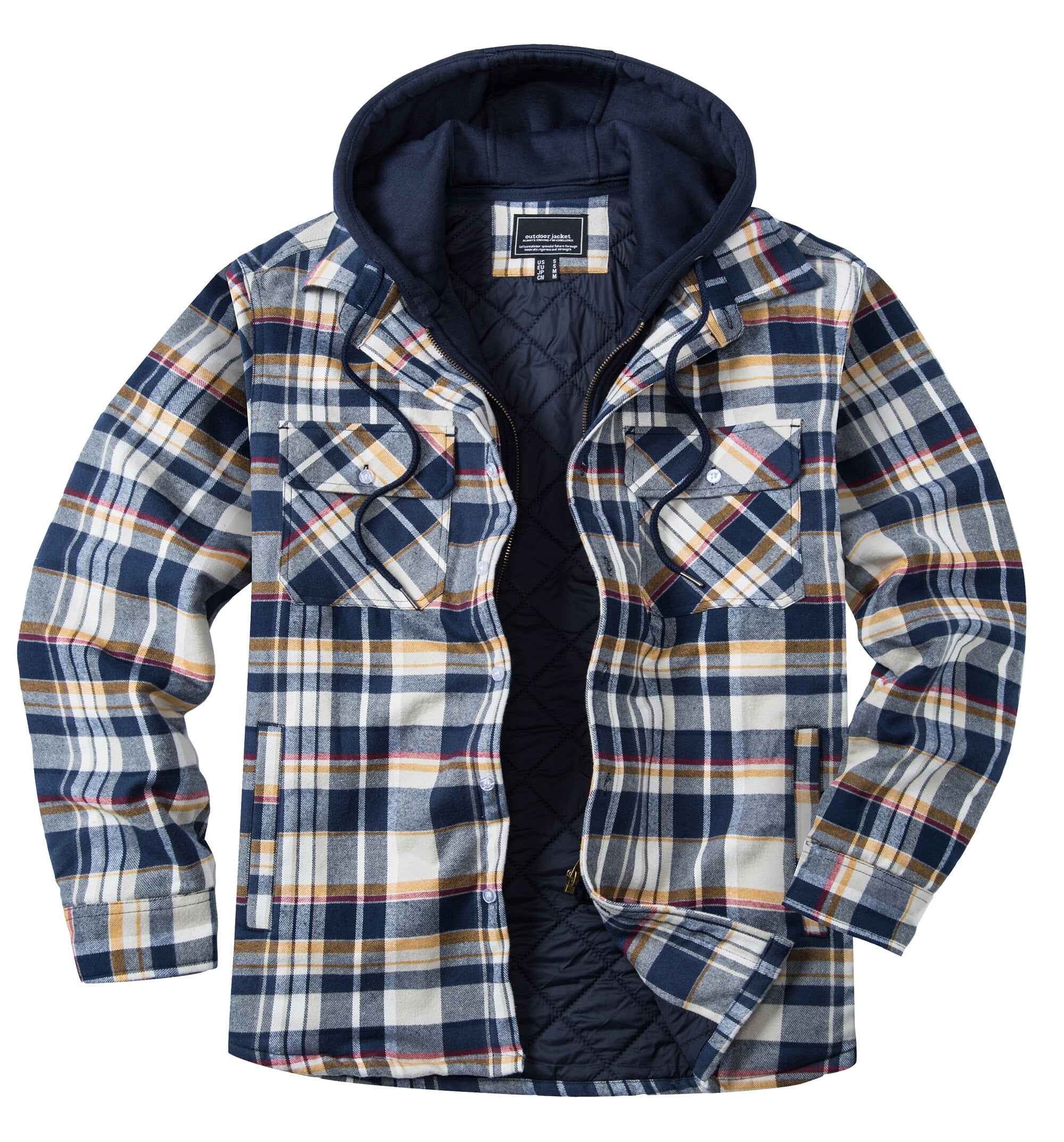 Removable Hood Plaid Jackets Flannel Shirts For Men and Women Unisex