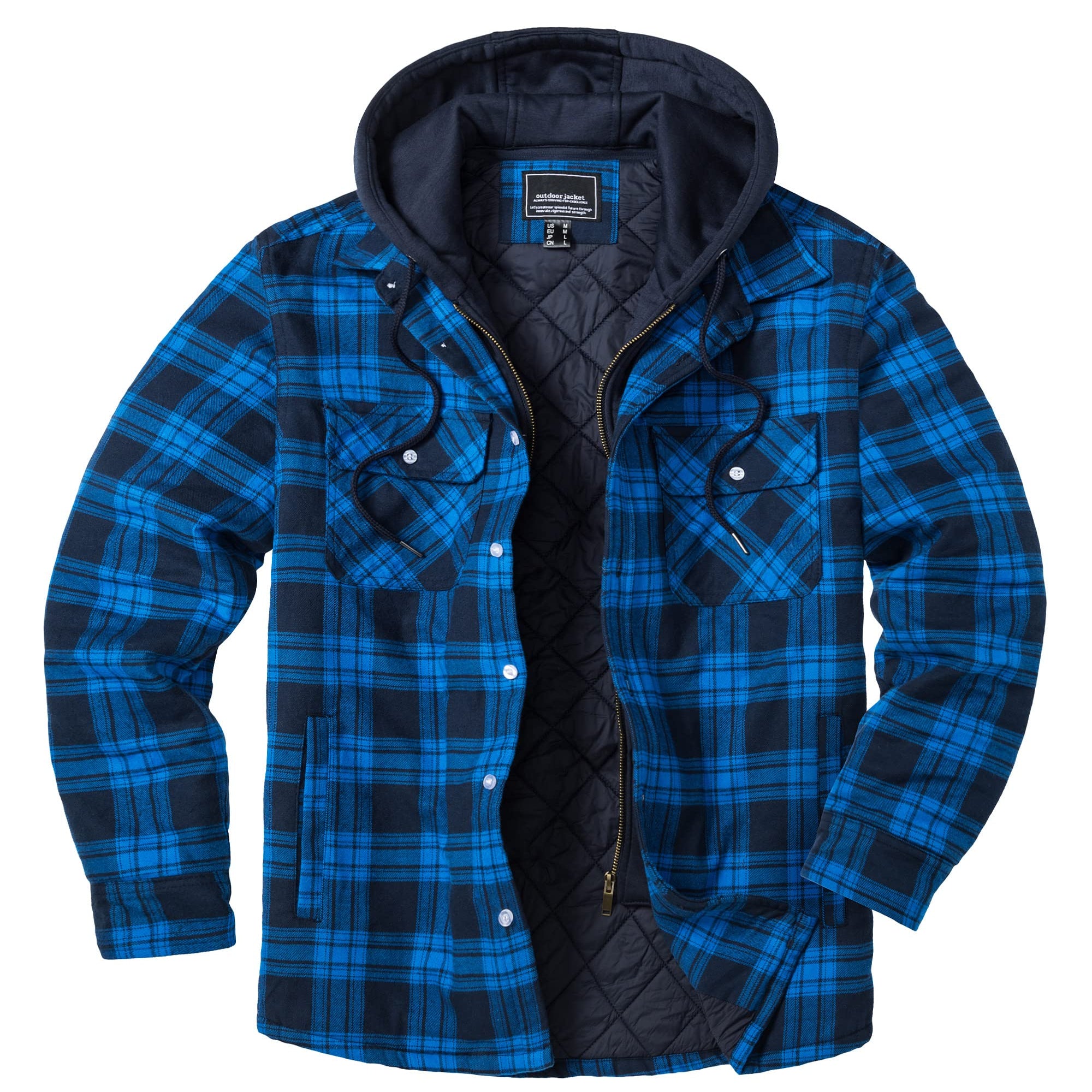 Removable Hood Plaid Jackets Flannel Shirts For Men and Women Unisex