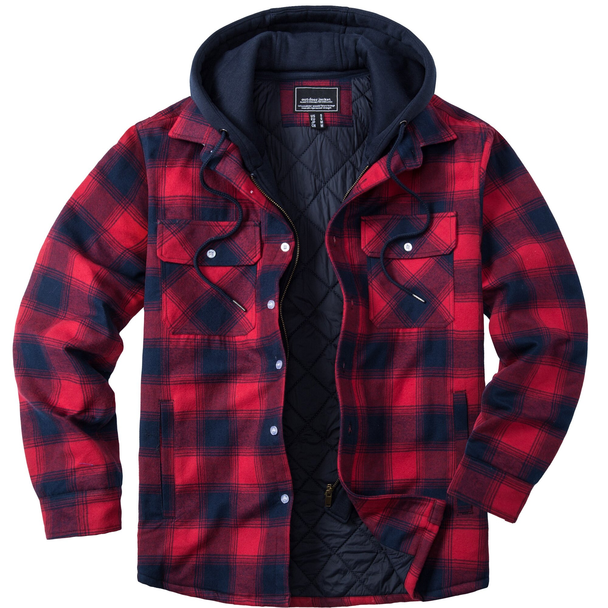 Removable Hood Plaid Jackets Flannel Shirts For Men and Women Unisex