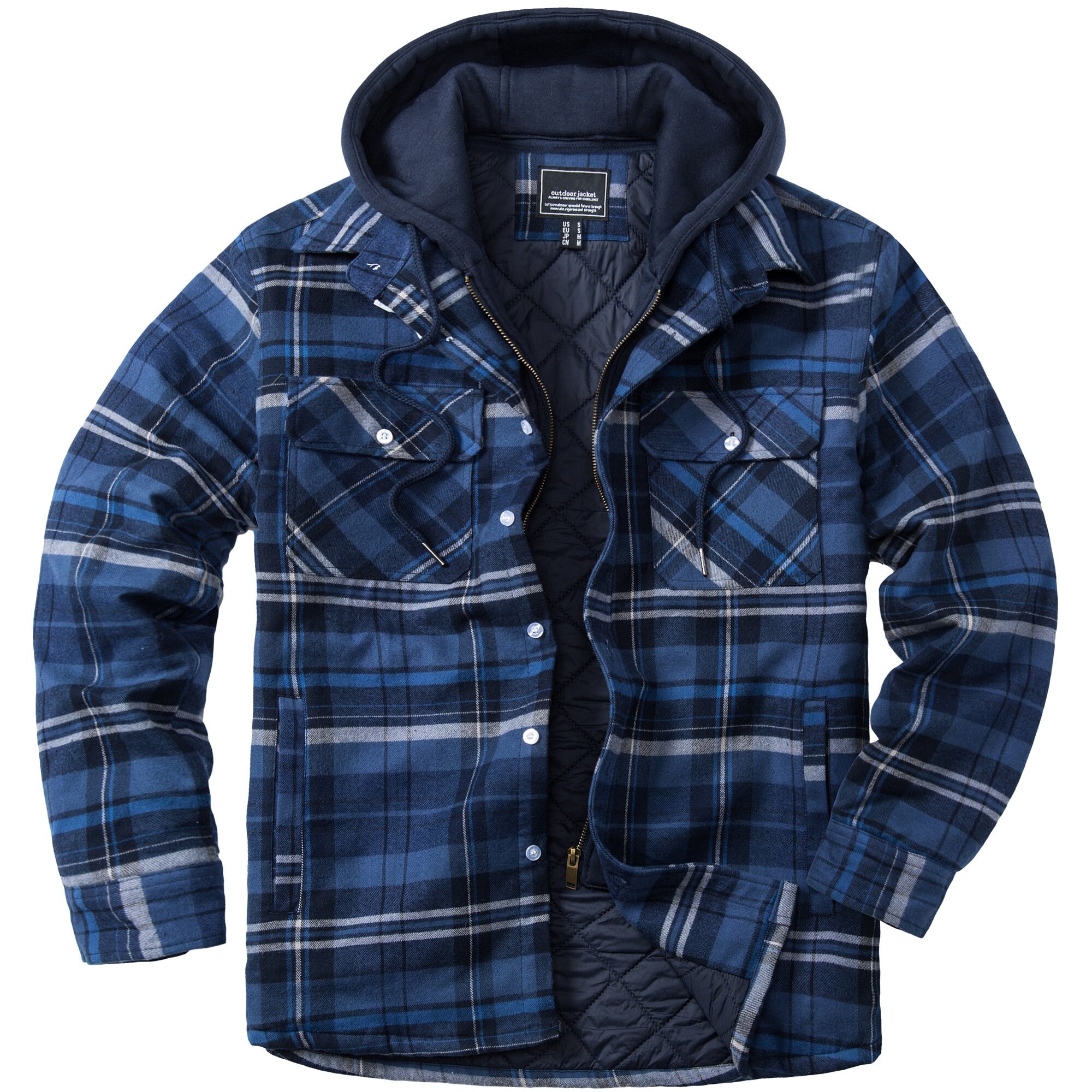 Removable Hood Plaid Jackets Flannel Shirts For Men and Women Unisex