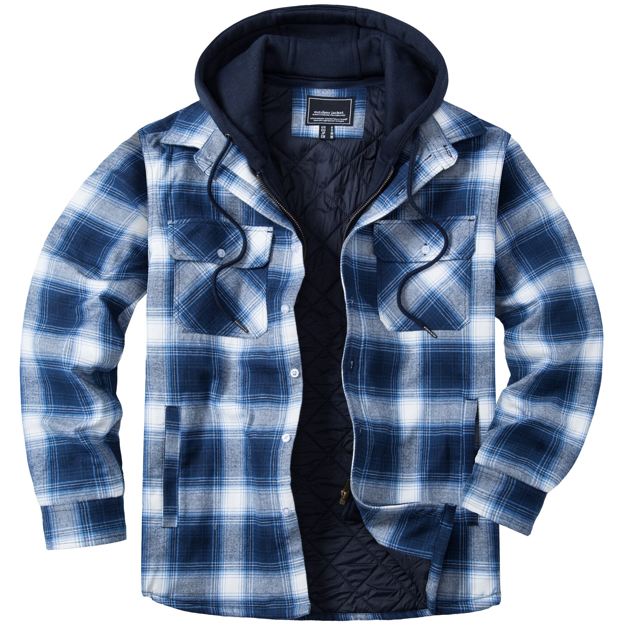 Removable Hood Plaid Jackets Flannel Shirts For Men and Women Unisex