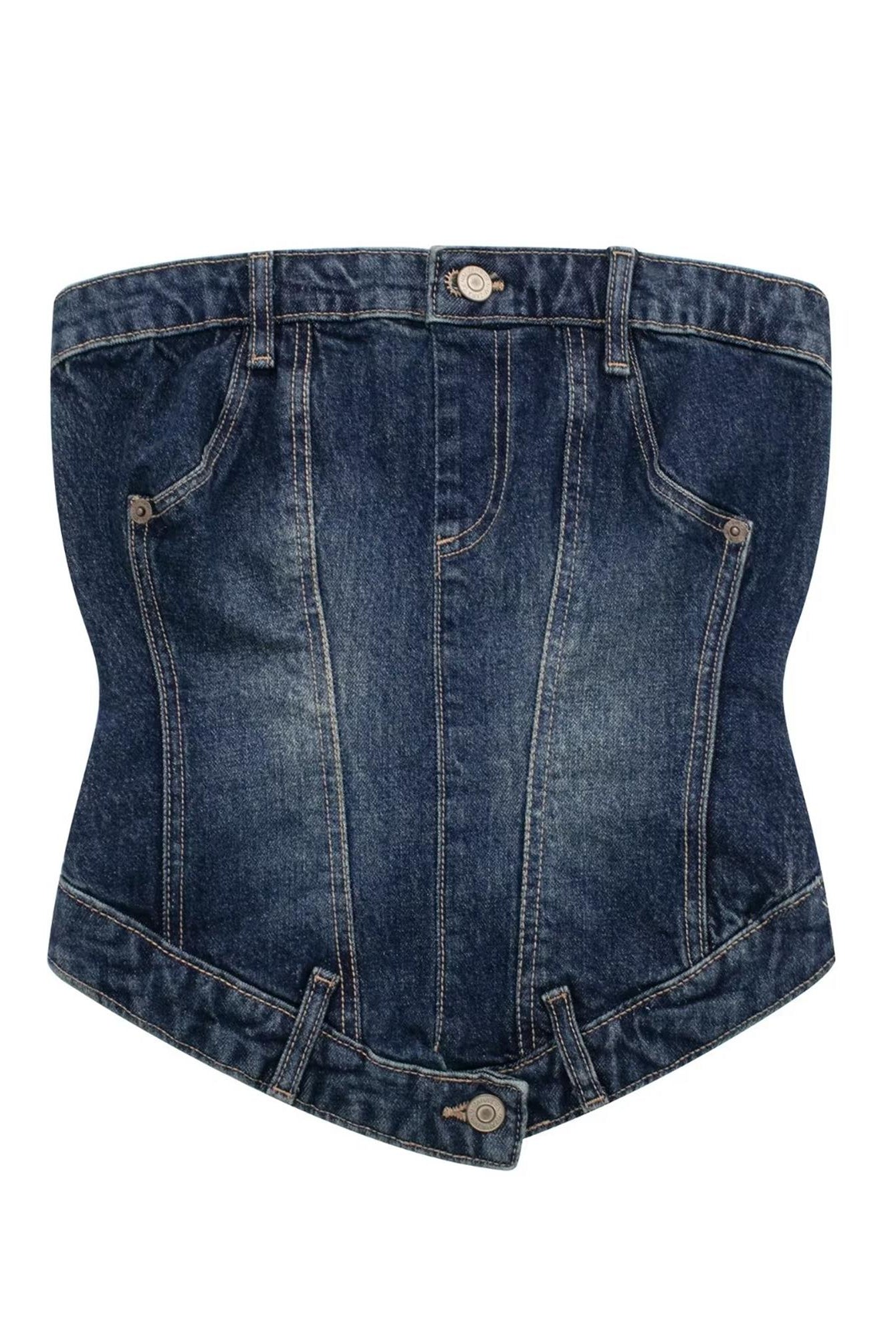 ASHORE SHOP: DOUBLE DENIM Woman Denim Corset Wrap Chest Tops Casual Backless Sleeveless Sexy Back Zipper Summer Causal Sling Tops