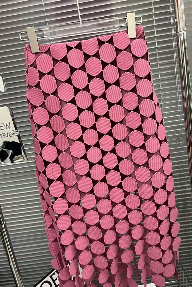 ASHORE SHOP Womens Skirts Cut Out Skirt For Women High Waist Patchwork Tassel Irregular