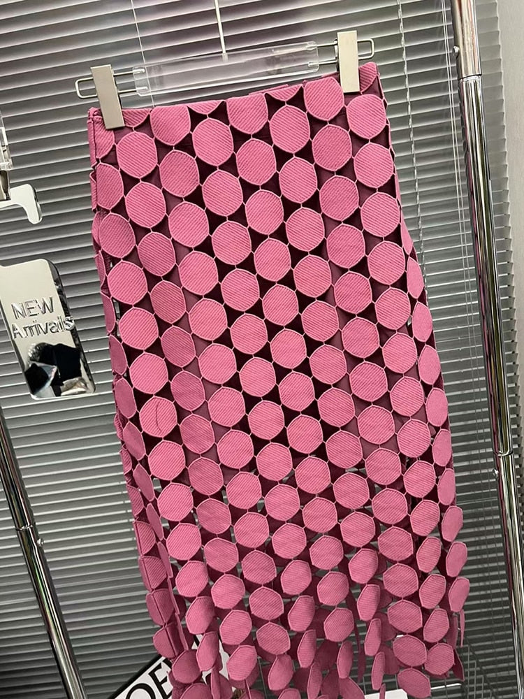 ASHORE SHOP Womens Skirts Cut Out Skirt For Women High Waist Patchwork Tassel Irregular