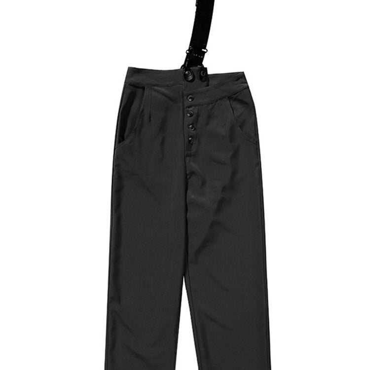 ASHORE SHOP Minimalist Overall For Women High Waist Patchwork Asymmetrical Slim Temeprament Overalls Female Fashion Style New