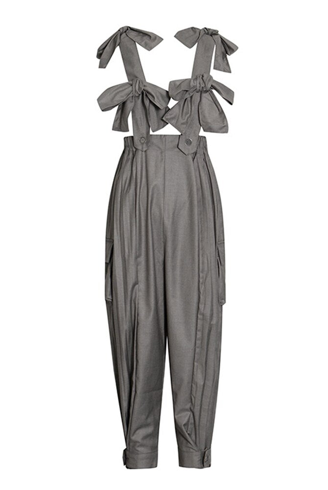 Ashore Shop Summer Ruffles Jumpsuit For Women Square Collar Sleeveless High Waist Wide Leg Pants