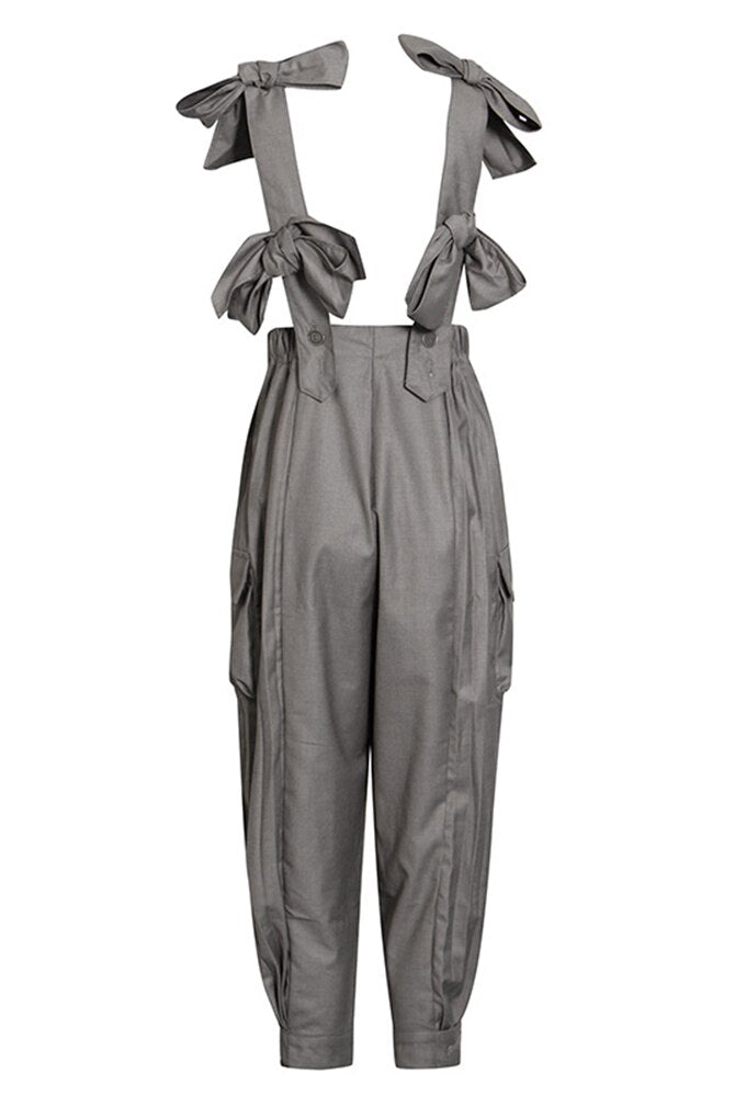 Ashore Shop Summer Ruffles Jumpsuit For Women Square Collar Sleeveless High Waist Wide Leg Pants