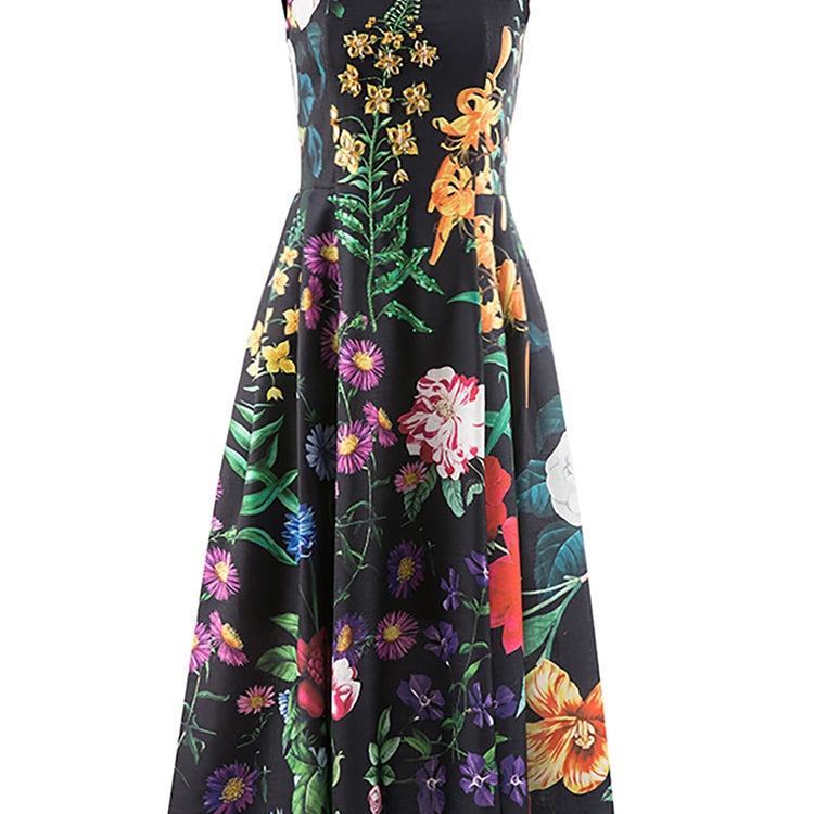 ASHORE SHOP Summer Loose Dress For Women Flower Sequins Square Collar