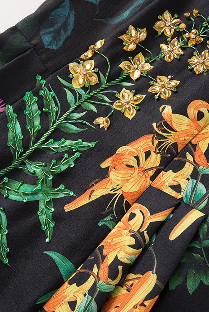 ASHORE SHOP Summer Loose Dress For Women Flower Sequins Square Collar