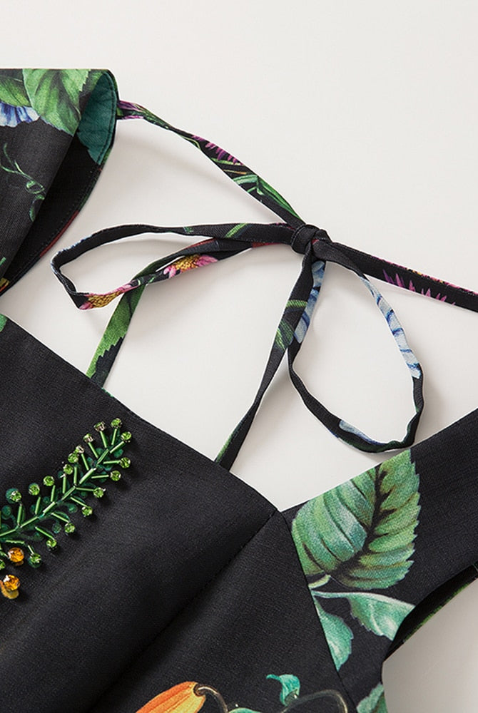 ASHORE SHOP Summer Loose Dress For Women Flower Sequins Square Collar