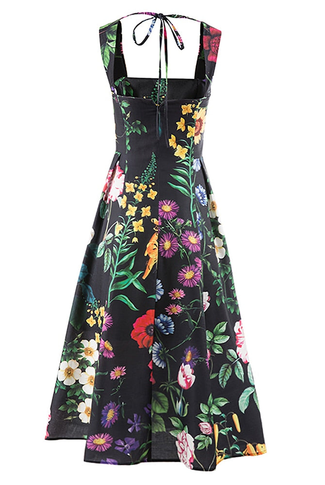 ASHORE SHOP Summer Loose Dress For Women Flower Sequins Square Collar