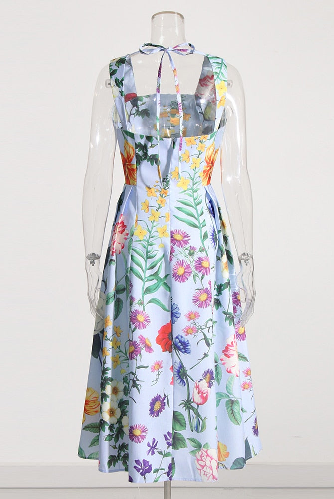 ASHORE SHOP Summer Loose Dress For Women Flower Sequins Square Collar