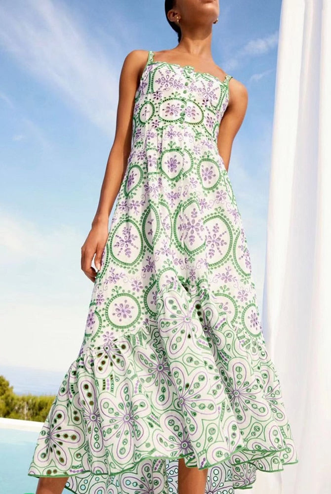 ASHORE SHOP cotton Lace Embroidery Hollow Out Dress