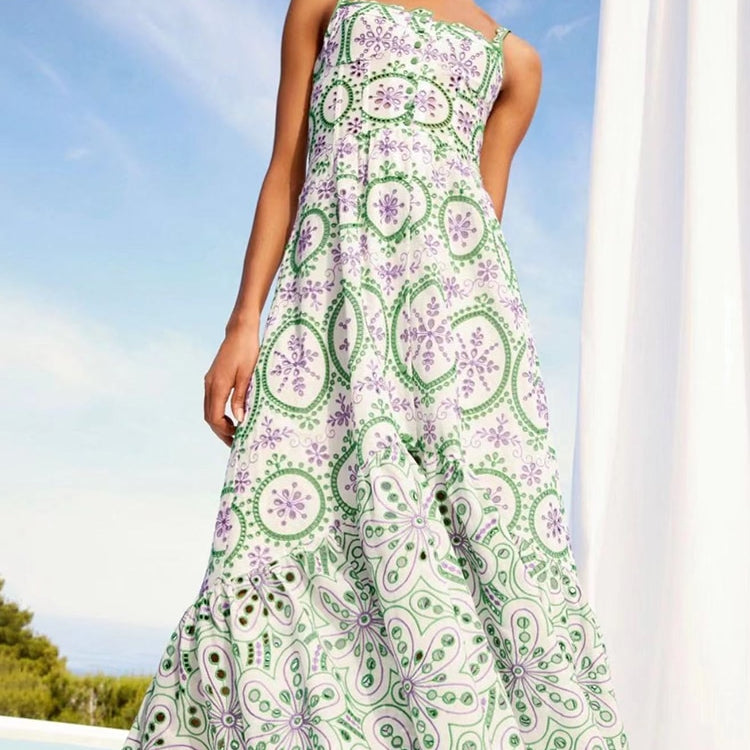 ASHORE SHOP cotton Lace Embroidery Hollow Out Dress