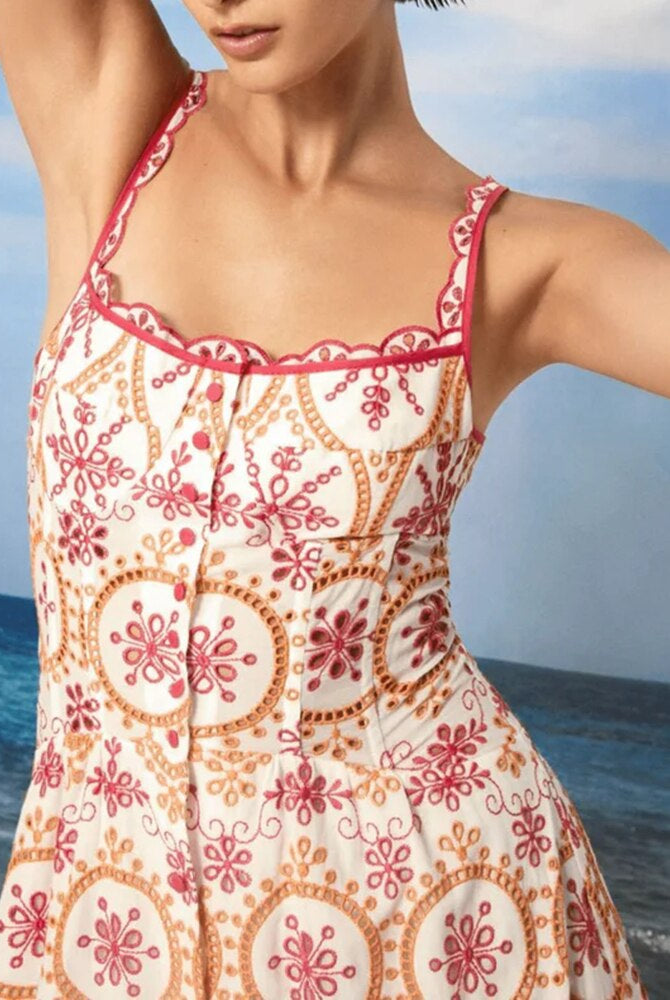 ASHORE SHOP cotton Lace Embroidery Hollow Out Dress