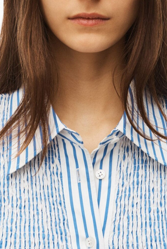 ASHORE SHOP Stitching Shaped Shirit For Women Lapel Collar Flare Sleeve Button Through Patchwork Folds Blouses Female Spring Clothing