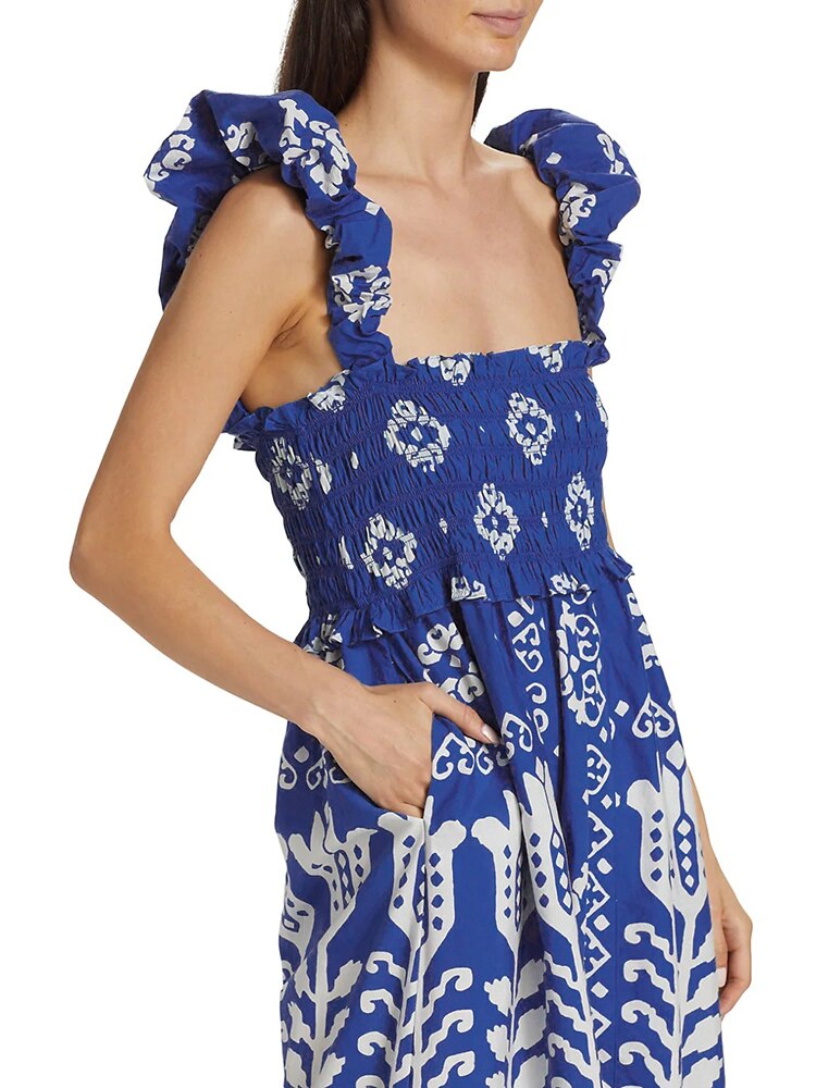 Spring Summer Long Dress For Women Square Collar Sleeveless Backless High Waist Colorblock Print Camisole Dresses Female Clothing