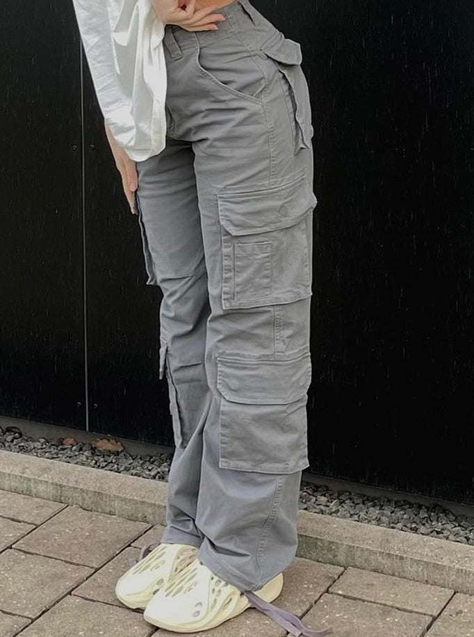 Womens Wide Leg High Waist Straight Y2k Denim Trousers Overalls