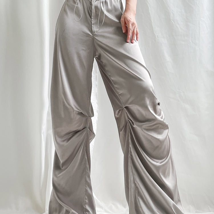 ASHORESHOP Womens Satin Summer Baggy Pant Satin Wide Leg Women's Pants