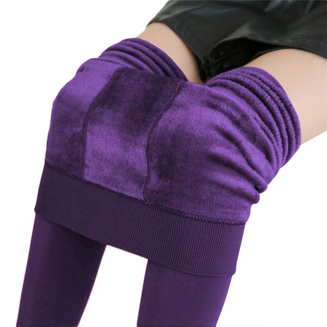 Winter Leggings For Women Warm Leggins Solid Color Velvet Leggins