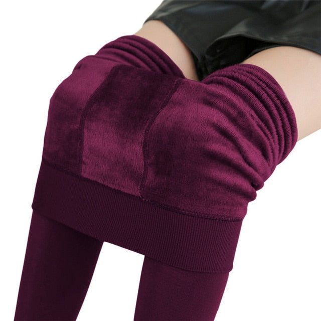 Winter Leggings For Women Warm Leggins Solid Color Velvet Leggins