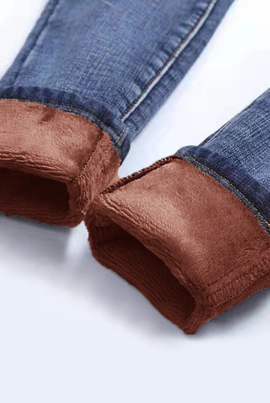 Winter Warm Jeans Woman 2022 High Waist Casual Velvet Ladies Trousers