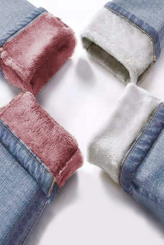 Winter Warm Jeans Woman 2022 High Waist Casual Velvet Ladies Trousers