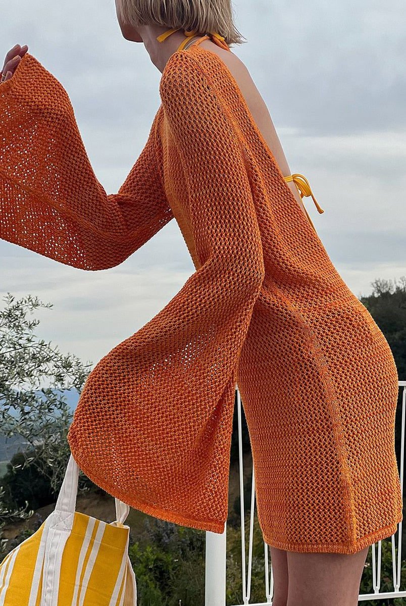 ASHORE SHOP Women Hollow Out See Through Beach Dress Bikini Cover-Up