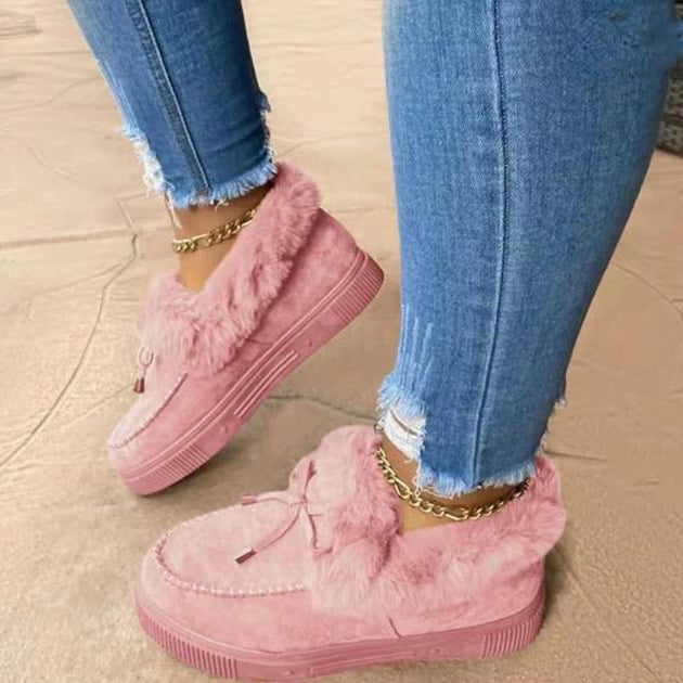 Women Winter Boots Indian Moccasins Ankle Shoes Suede Leather Snow Boots