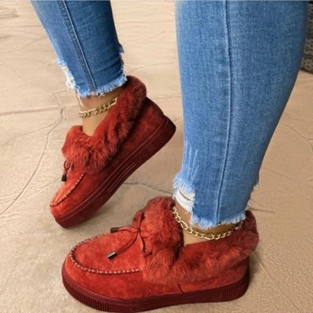 Women Winter Boots Indian Moccasins Ankle Shoes Suede Leather Snow Boots